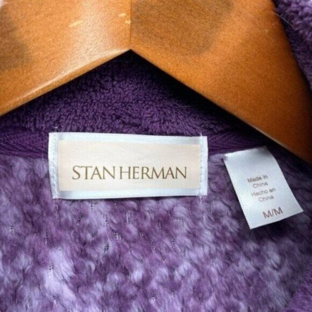 Stan Herman Womens Purple Fuzzy Fleece Zip Up Jacket - Picture 10 of 10